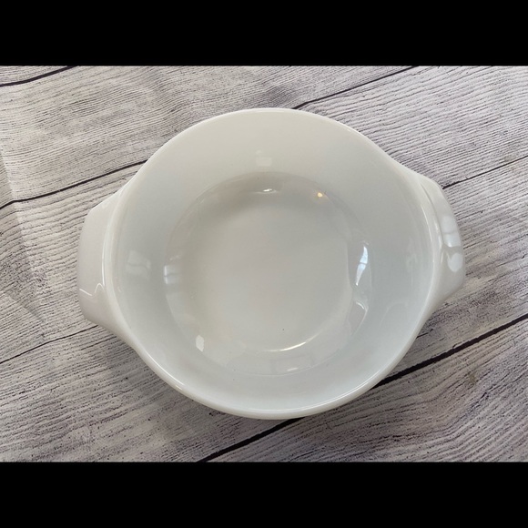 Vintage Anchor Hocking Fire King  1 QT Glass Dish Vegetable Print White Green - Picture 8 of 8